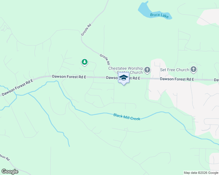 map of restaurants, bars, coffee shops, grocery stores, and more near 130 Springwood Lane in Dawsonville