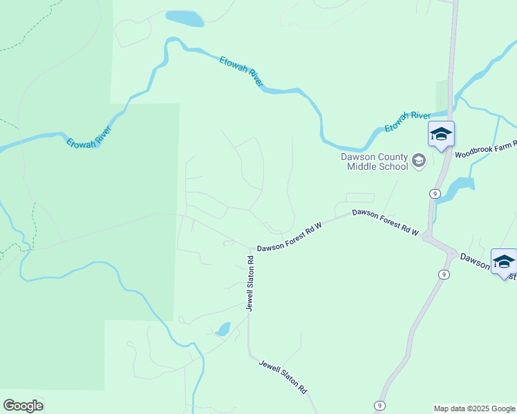 map of restaurants, bars, coffee shops, grocery stores, and more near 42 Grand Hickory Way in Dawsonville