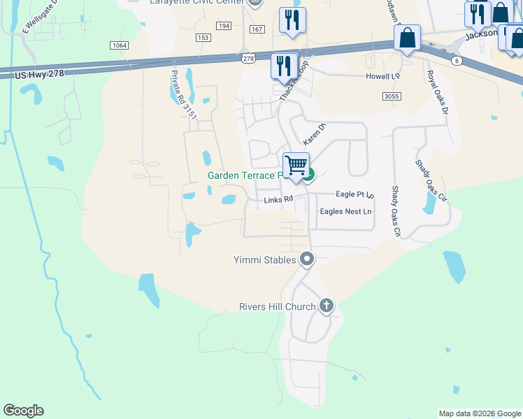map of restaurants, bars, coffee shops, grocery stores, and more near 407 Scarlett Cove in Oxford
