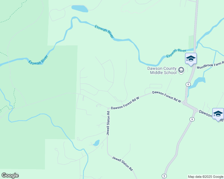 map of restaurants, bars, coffee shops, grocery stores, and more near 42 Grand Hickory Way in Dawsonville