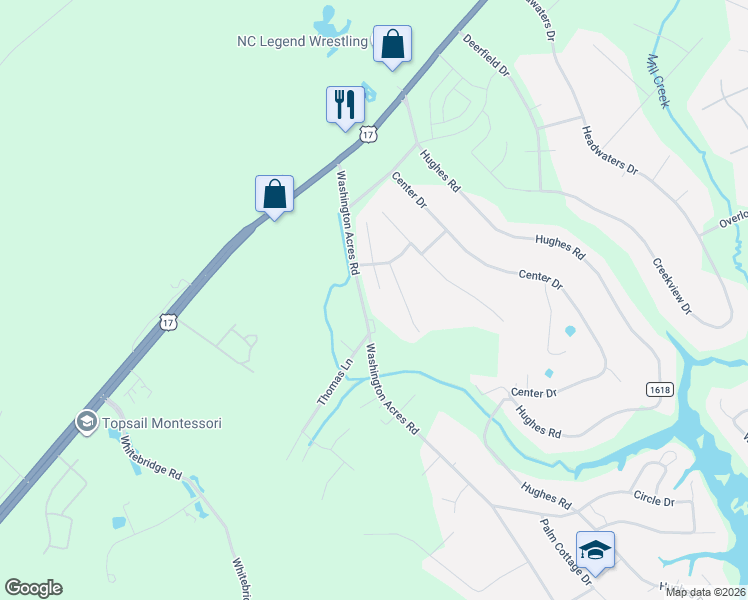 map of restaurants, bars, coffee shops, grocery stores, and more near 353 Washington Acres Road in Hampstead
