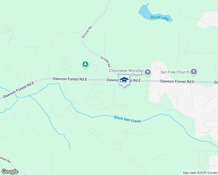 map of restaurants, bars, coffee shops, grocery stores, and more near 130 Springwood Lane in Dawsonville