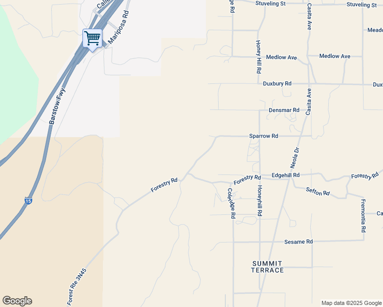 map of restaurants, bars, coffee shops, grocery stores, and more near 10930 Edgehill Road in Hesperia