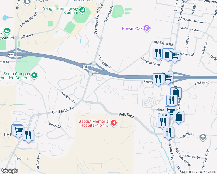 map of restaurants, bars, coffee shops, grocery stores, and more near 2401 Holcomb Street in Oxford