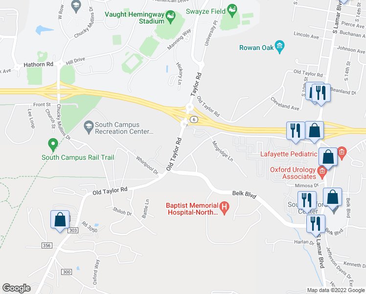 map of restaurants, bars, coffee shops, grocery stores, and more near 2109 Old Taylor Road in Oxford