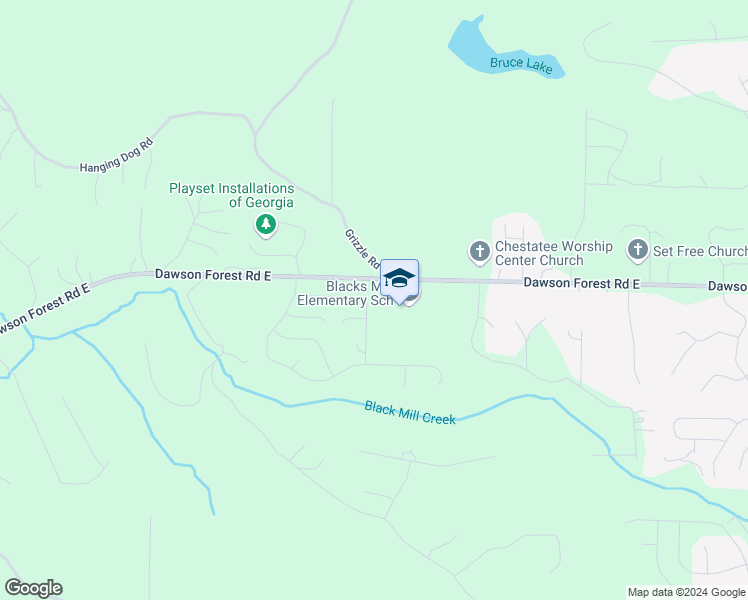 map of restaurants, bars, coffee shops, grocery stores, and more near 185 Springwood Lane in Dawsonville