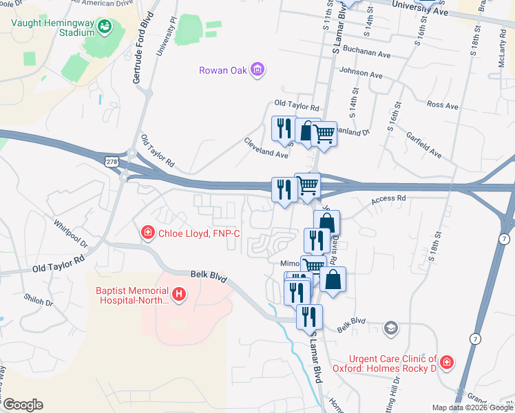 map of restaurants, bars, coffee shops, grocery stores, and more near 108 Park Lane in Oxford