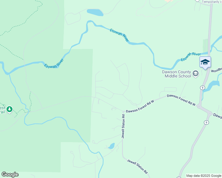 map of restaurants, bars, coffee shops, grocery stores, and more near 227 White Cedar Drive in Dawsonville