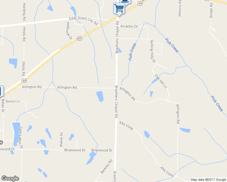 map of restaurants, bars, coffee shops, grocery stores, and more near 6481 Brashiers Chapel Road in Arab