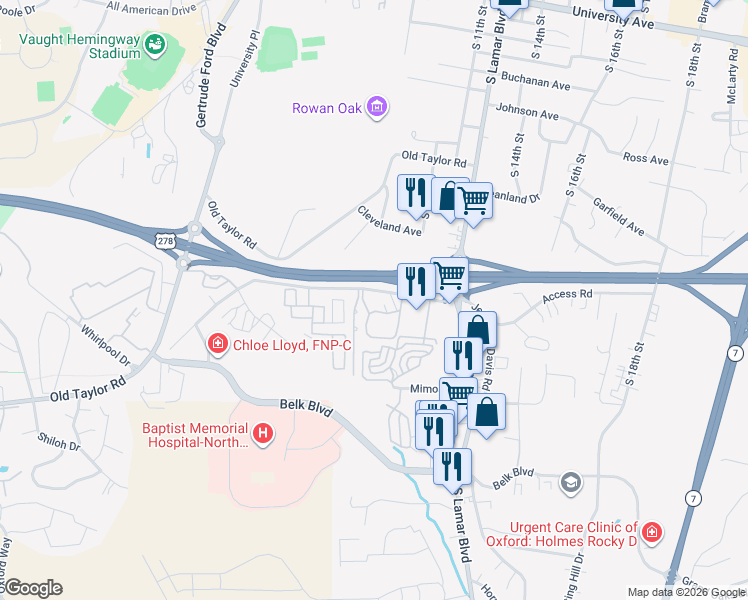 map of restaurants, bars, coffee shops, grocery stores, and more near 108 Park Lane in Oxford