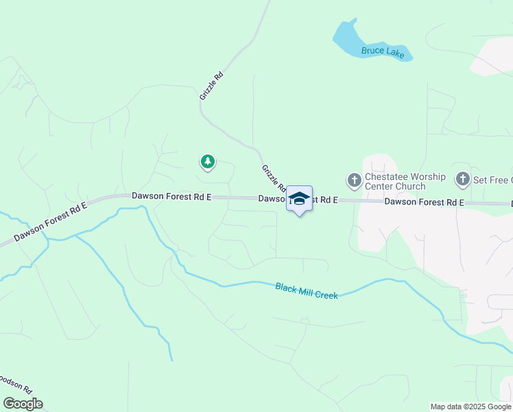 map of restaurants, bars, coffee shops, grocery stores, and more near 105 Springwood Lane in Dawsonville