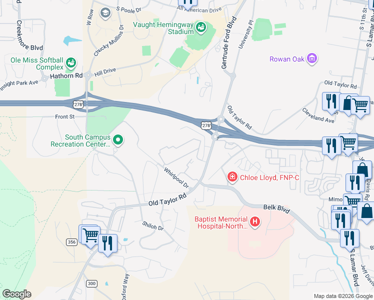 map of restaurants, bars, coffee shops, grocery stores, and more near 2112 Old Taylor Road in Oxford