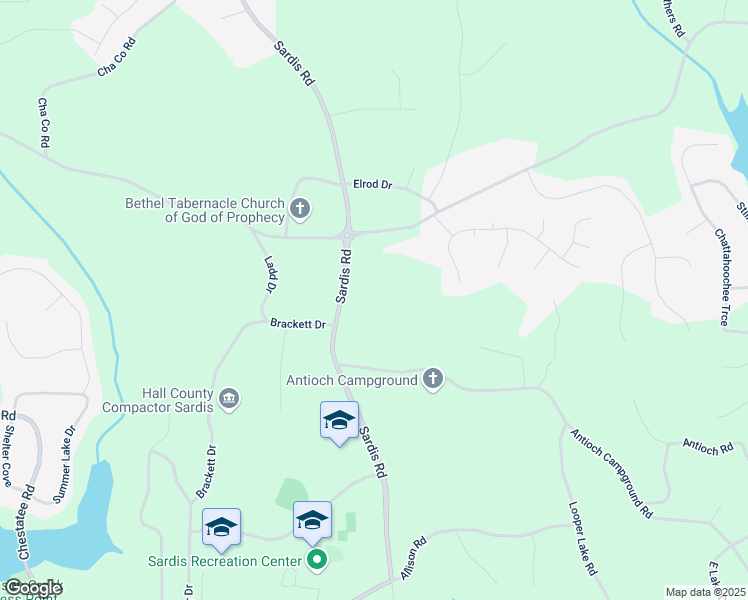 map of restaurants, bars, coffee shops, grocery stores, and more near 3228 Sardis Road in Gainesville