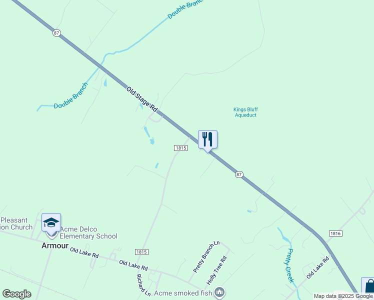 map of restaurants, bars, coffee shops, grocery stores, and more near 654 Gus Bryant Road in Riegelwood