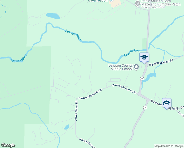 map of restaurants, bars, coffee shops, grocery stores, and more near 240 Shadwood Place in Dawsonville