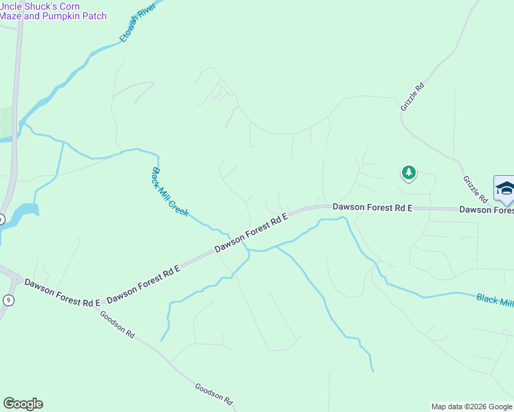 map of restaurants, bars, coffee shops, grocery stores, and more near 92 Blacks Mill Court in Dawsonville