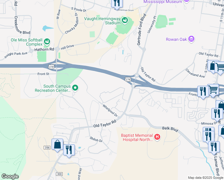 map of restaurants, bars, coffee shops, grocery stores, and more near 900 Whirlpool Drive in Oxford