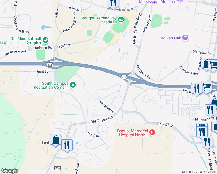 map of restaurants, bars, coffee shops, grocery stores, and more near 900 Whirlpool Drive in Oxford