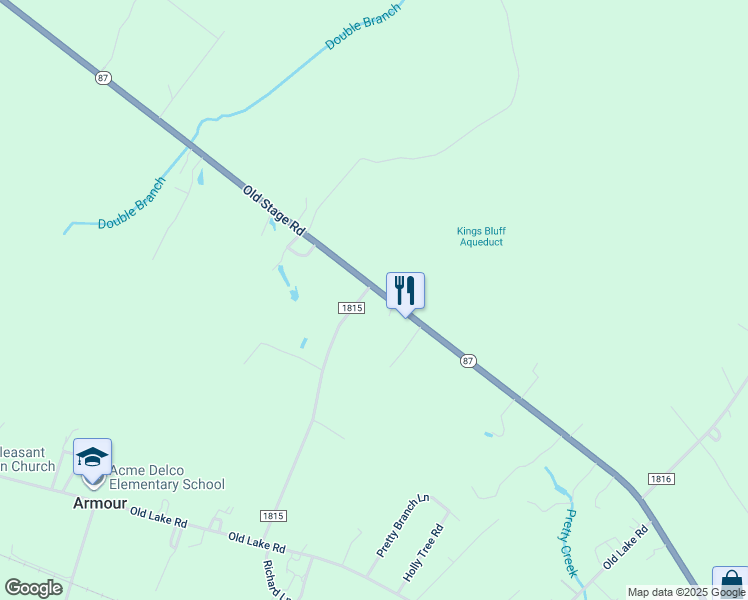 map of restaurants, bars, coffee shops, grocery stores, and more near 4371 Old Stage Road in Riegelwood