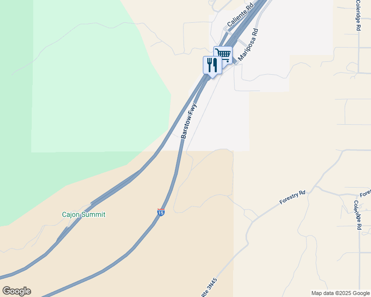 map of restaurants, bars, coffee shops, grocery stores, and more near Mariposa Road in Hesperia