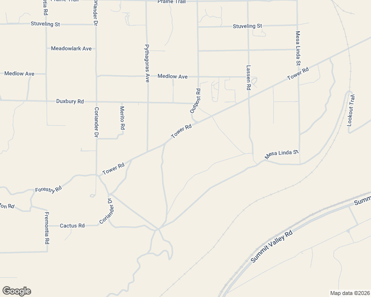 map of restaurants, bars, coffee shops, grocery stores, and more near Tower Road in Hesperia