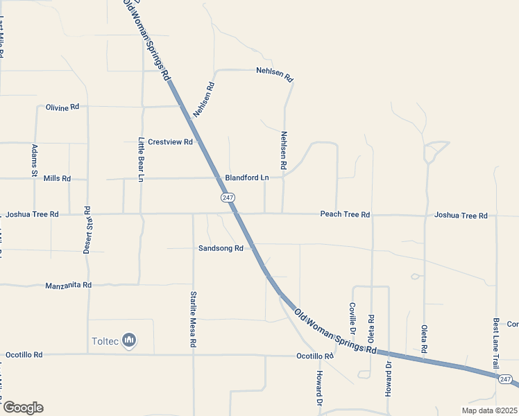 map of restaurants, bars, coffee shops, grocery stores, and more near 52020 Joshua Tree Road in Johnson Valley