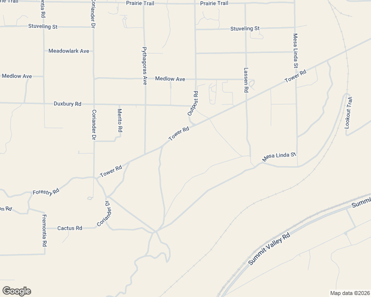 map of restaurants, bars, coffee shops, grocery stores, and more near Tower Road in San Bernardino County