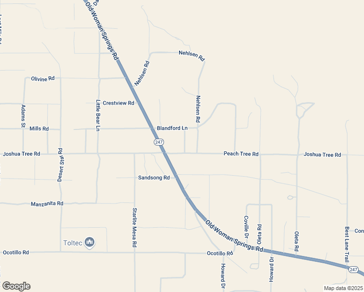 map of restaurants, bars, coffee shops, grocery stores, and more near 52020 Joshua Tree Road in Johnson Valley