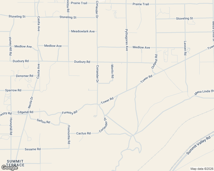 map of restaurants, bars, coffee shops, grocery stores, and more near 5732 Merito Road in Hesperia