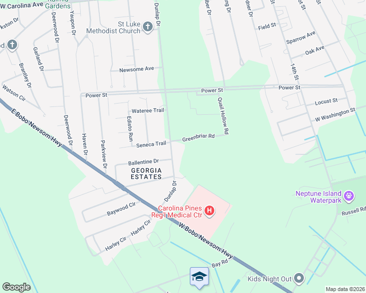map of restaurants, bars, coffee shops, grocery stores, and more near 1319 Greenbriar Road in Hartsville