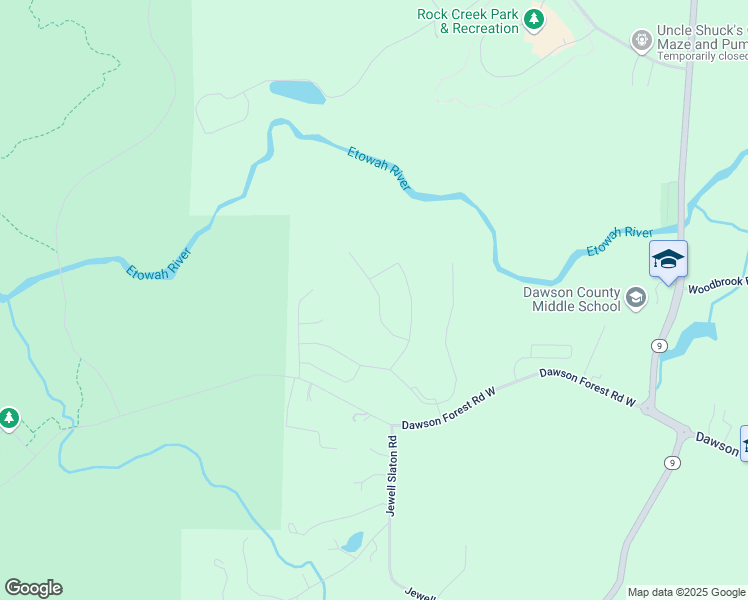 map of restaurants, bars, coffee shops, grocery stores, and more near 165 White Cedar Drive in Dawsonville