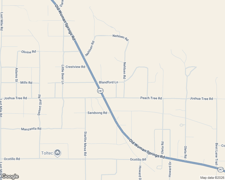 map of restaurants, bars, coffee shops, grocery stores, and more near 52020 Joshua Tree Road in Johnson Valley
