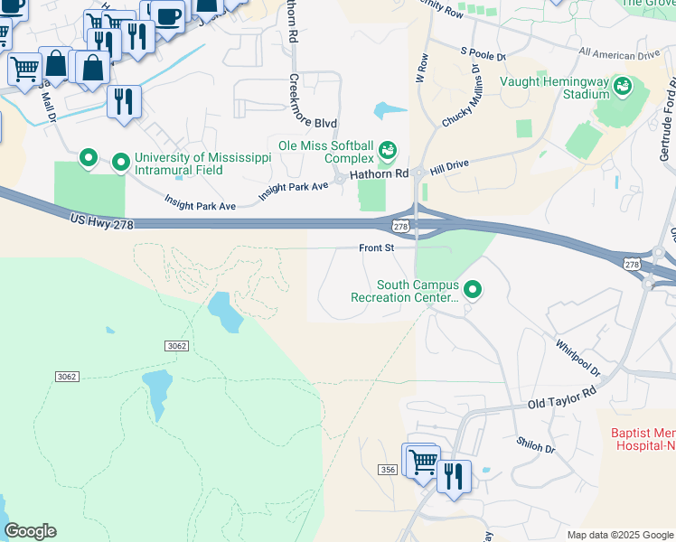 map of restaurants, bars, coffee shops, grocery stores, and more near 2228 Lee Loop in Oxford