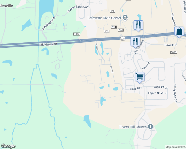 map of restaurants, bars, coffee shops, grocery stores, and more near 44 PR 3151 in Oxford