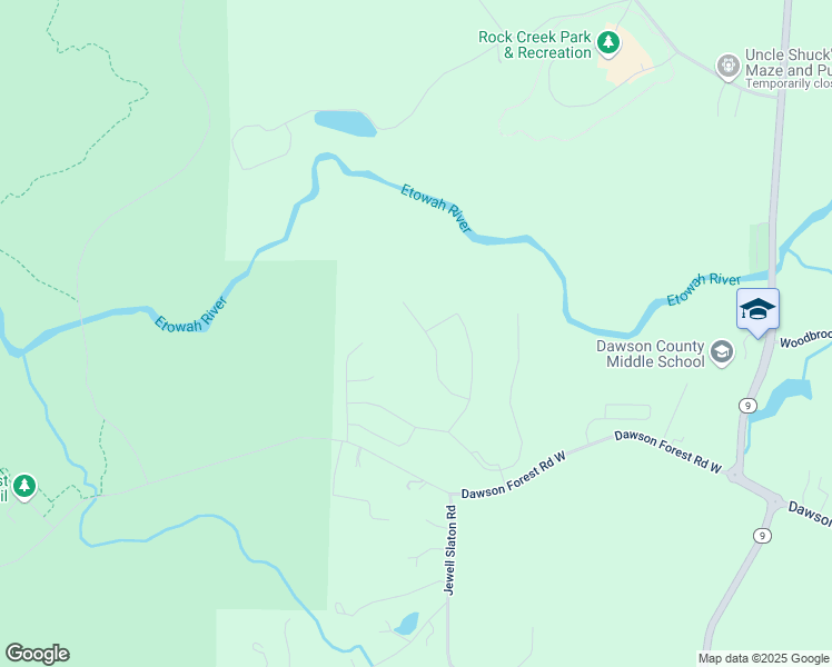 map of restaurants, bars, coffee shops, grocery stores, and more near 227 White Cedar Drive in Dawsonville