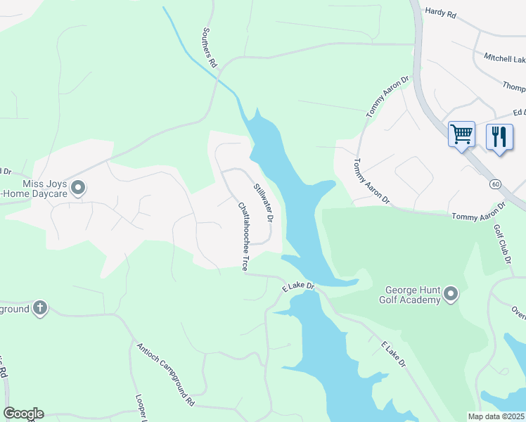 map of restaurants, bars, coffee shops, grocery stores, and more near 3057 Stillwater Drive in Gainesville