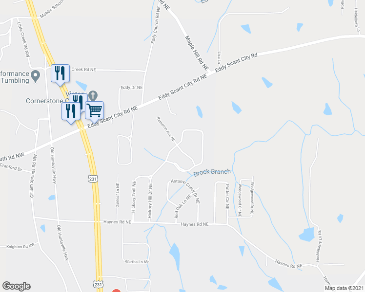 map of restaurants, bars, coffee shops, grocery stores, and more near 2134 Kameron Avenue Northeast in Arab