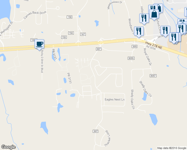 map of restaurants, bars, coffee shops, grocery stores, and more near 40 Thacker Heights Dr in Oxford