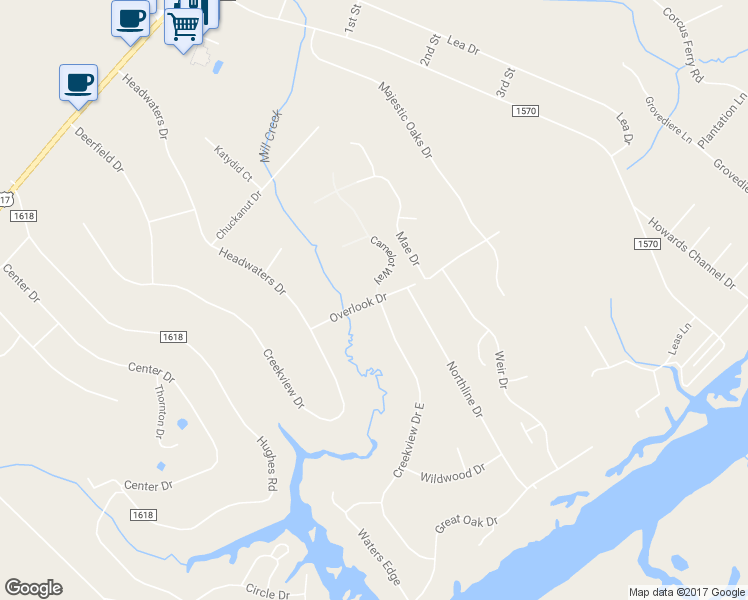 map of restaurants, bars, coffee shops, grocery stores, and more near 117 Overlook Drive in Hampstead