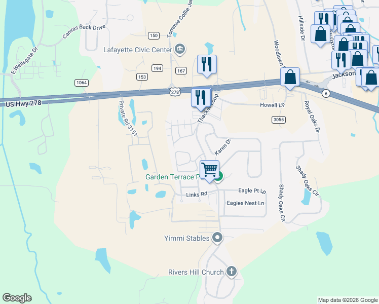 map of restaurants, bars, coffee shops, grocery stores, and more near 32-40 Thacker Heights Dr in Oxford