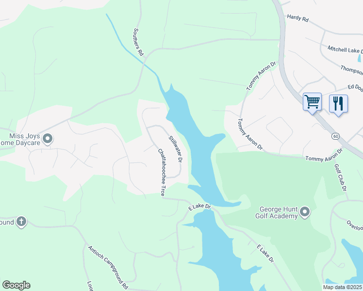 map of restaurants, bars, coffee shops, grocery stores, and more near 3057 Stillwater Drive in Gainesville