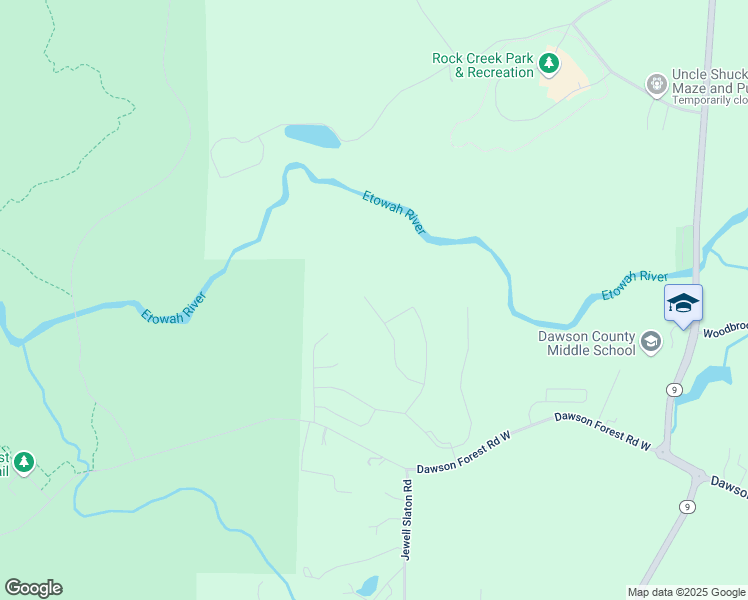 map of restaurants, bars, coffee shops, grocery stores, and more near 280 White Cedar Drive in Dawsonville