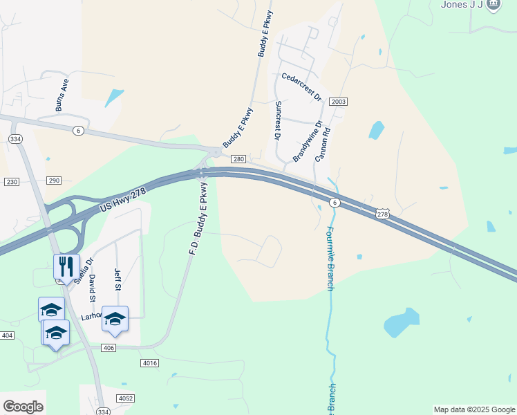 map of restaurants, bars, coffee shops, grocery stores, and more near 70 County Road 406 in Oxford