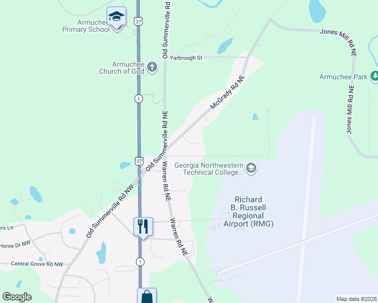 map of restaurants, bars, coffee shops, grocery stores, and more near 6 Sunflower Place Road Northeast in Rome