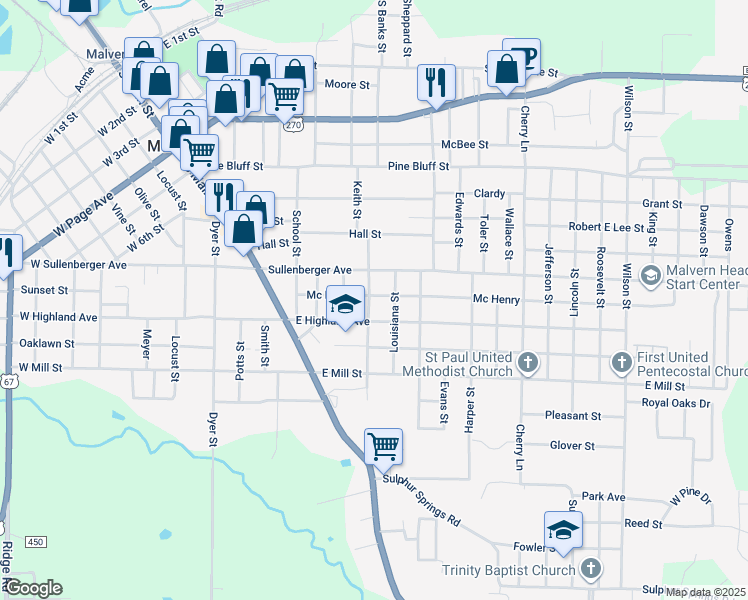 map of restaurants, bars, coffee shops, grocery stores, and more near 709 Mc Henry in Malvern