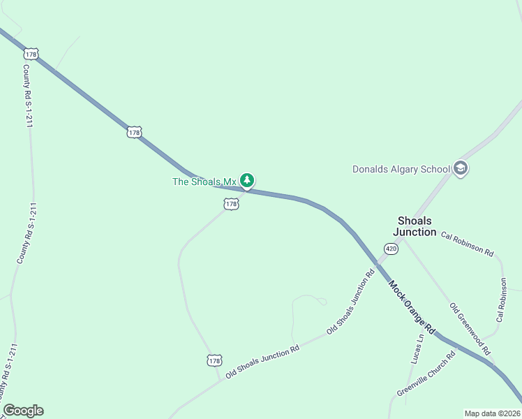 map of restaurants, bars, coffee shops, grocery stores, and more near 7615 U.S. 178 in Donalds