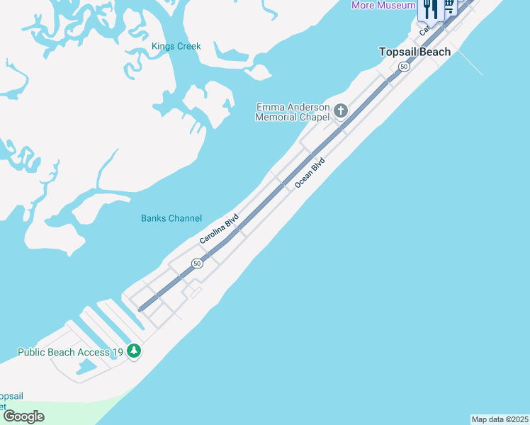 map of restaurants, bars, coffee shops, grocery stores, and more near 1324 Ocean Boulevard in Holly Ridge