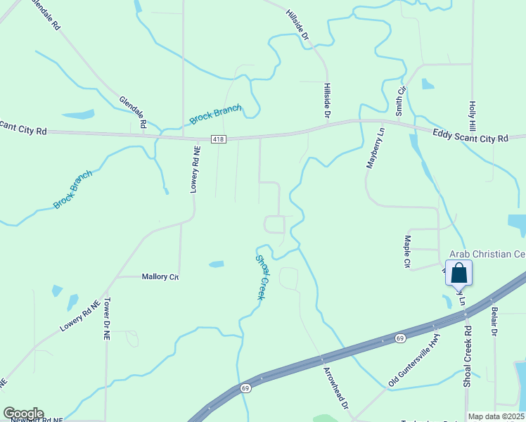 map of restaurants, bars, coffee shops, grocery stores, and more near 208 Temple Crossing in Arab