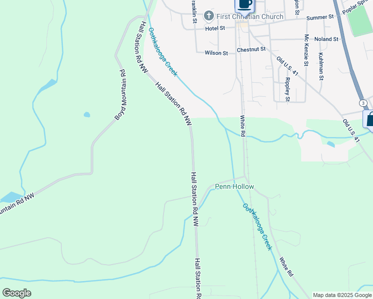 map of restaurants, bars, coffee shops, grocery stores, and more near 1509 Hall Station Road Northwest in Adairsville