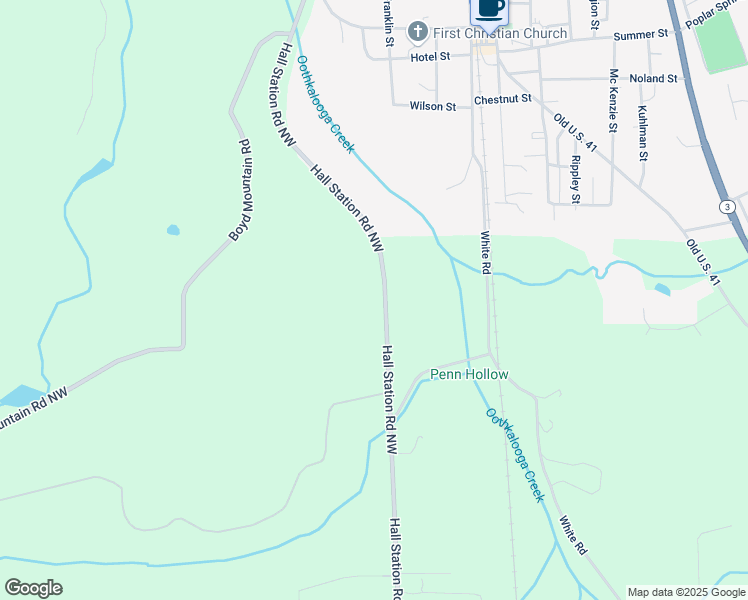 map of restaurants, bars, coffee shops, grocery stores, and more near 1509 Hall Station Road Northwest in Adairsville
